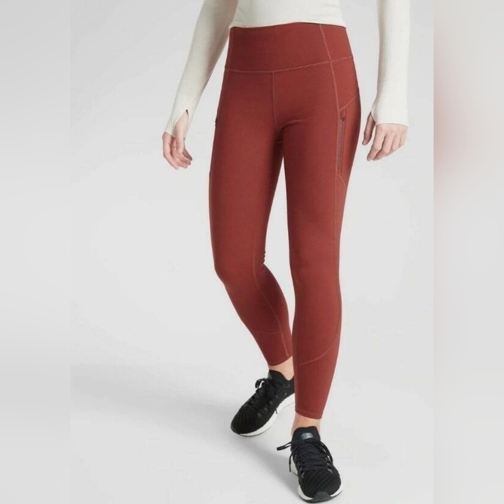 Athleta Rainier Plush Tight 1X Supersonic Dried Cinnamon Fleece Lined Leggings - Picture 5 of 11